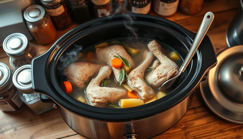 Slow Cooker Chicken Bone Broth Preparation