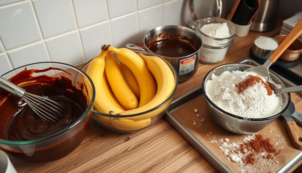 banana brownie baking process