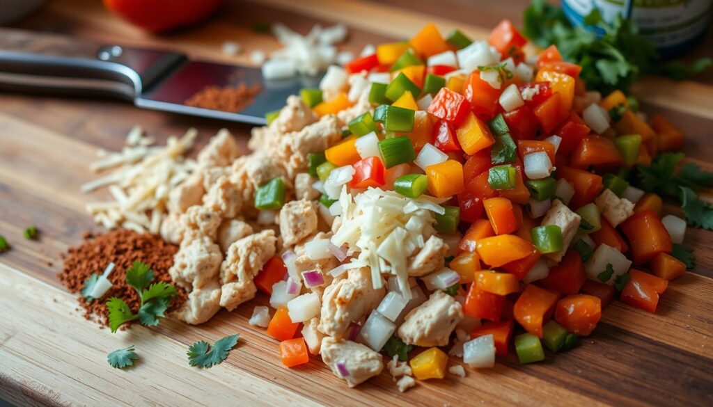 Chicken Quesadilla Filling Preparation