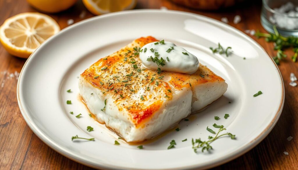 Classic Baked Halibut with Herbed Mayonnaise