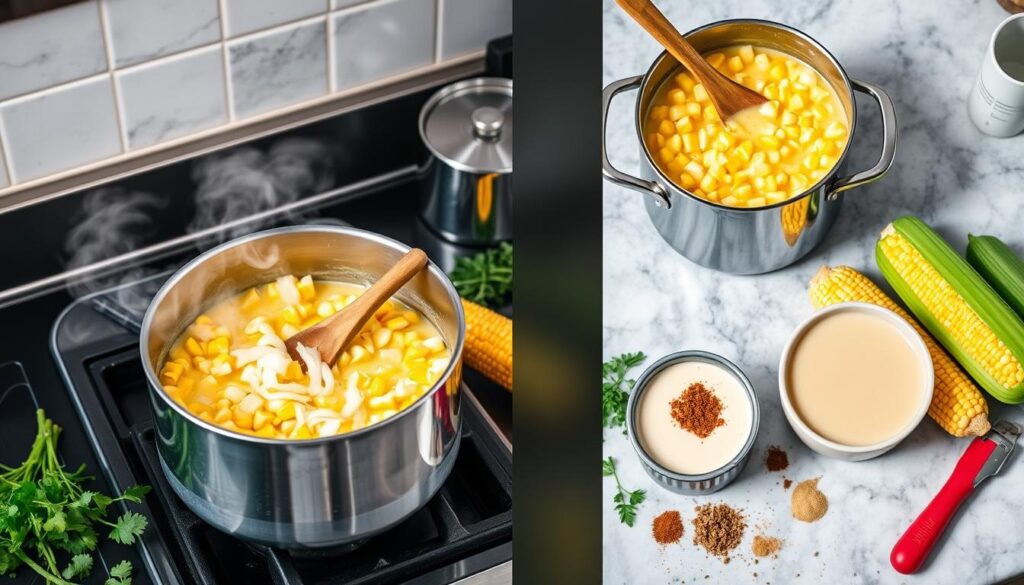 Corn Chowder Cooking Process