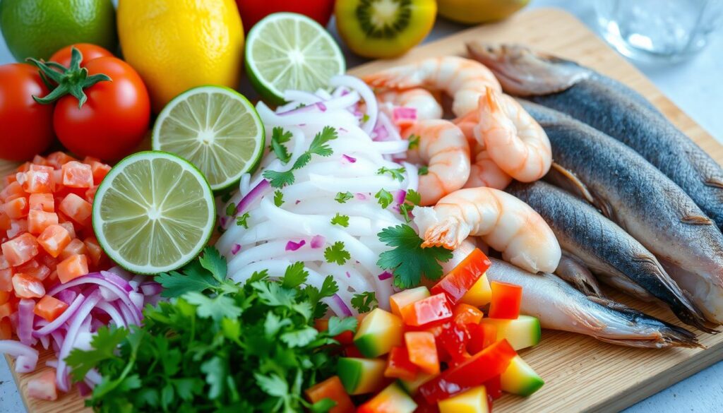 Fresh Seafood Ceviche Ingredients