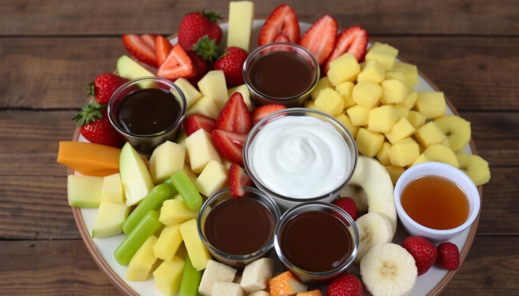 Fruit Dip Platter with Variety of Fruits