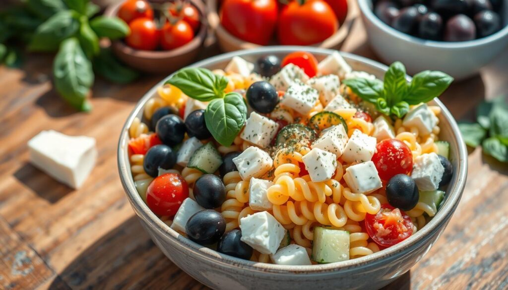 Greek Pasta Salad with Feta and Olives