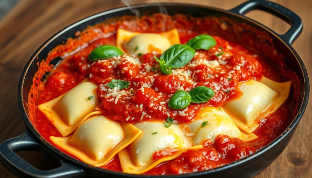 Inside-Out Ravioli Lasagna Skillet