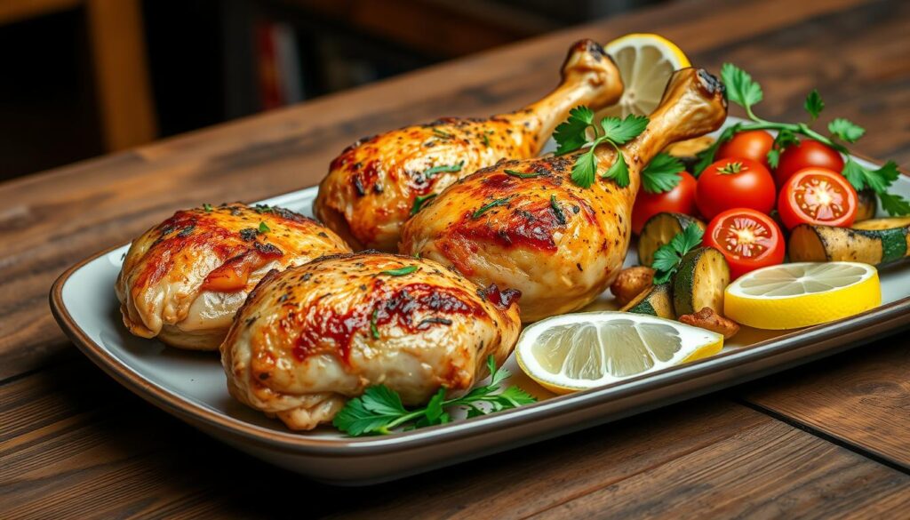 Mediterranean roasted chicken legs