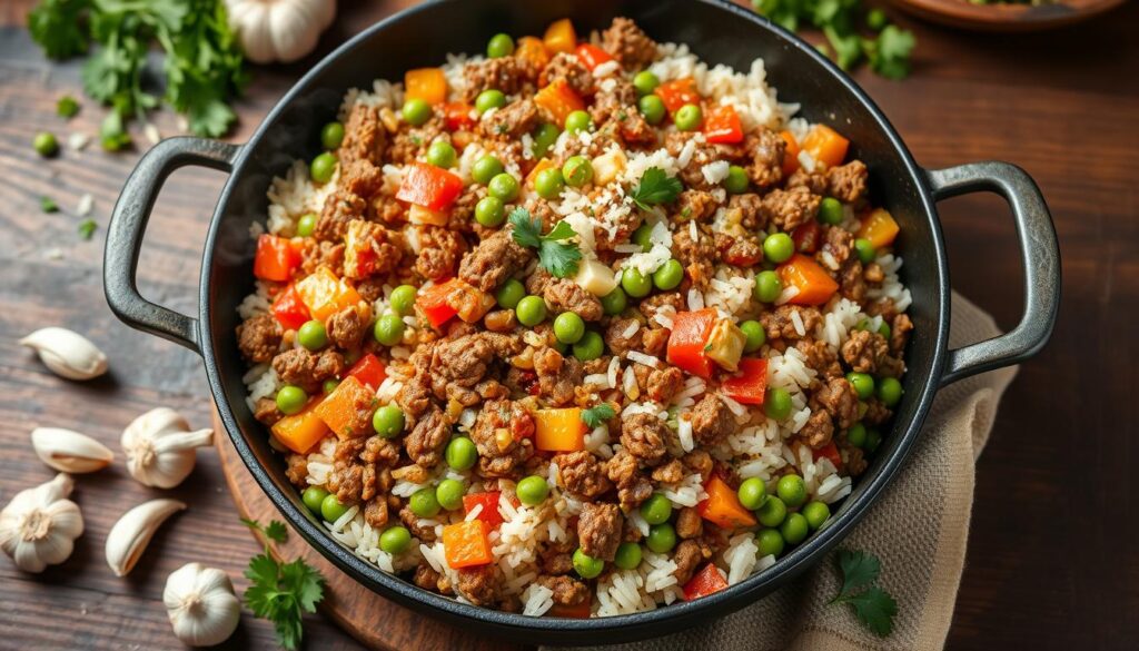 One-Skillet Ground Beef and Rice Meal