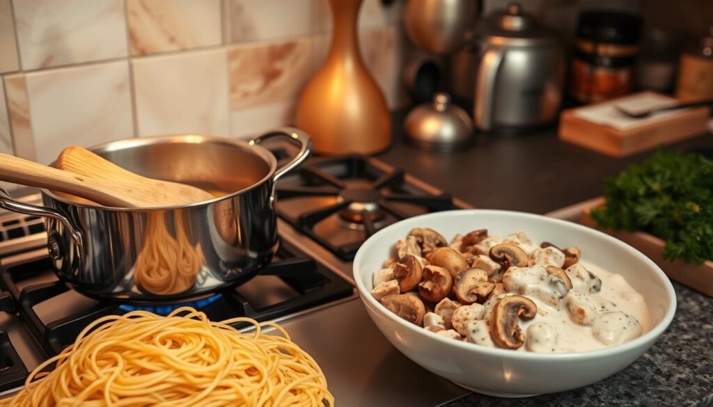 Pasta Preparation for Chicken Tetrazzini