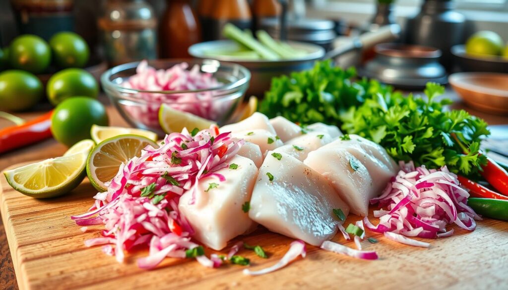 Peruvian White Fish Ceviche Preparation