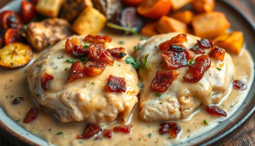 Smothered Chicken Breasts with Bacon