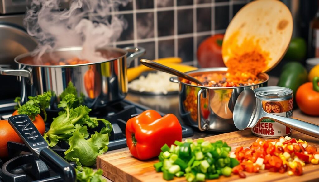 Taco Soup Cooking Process