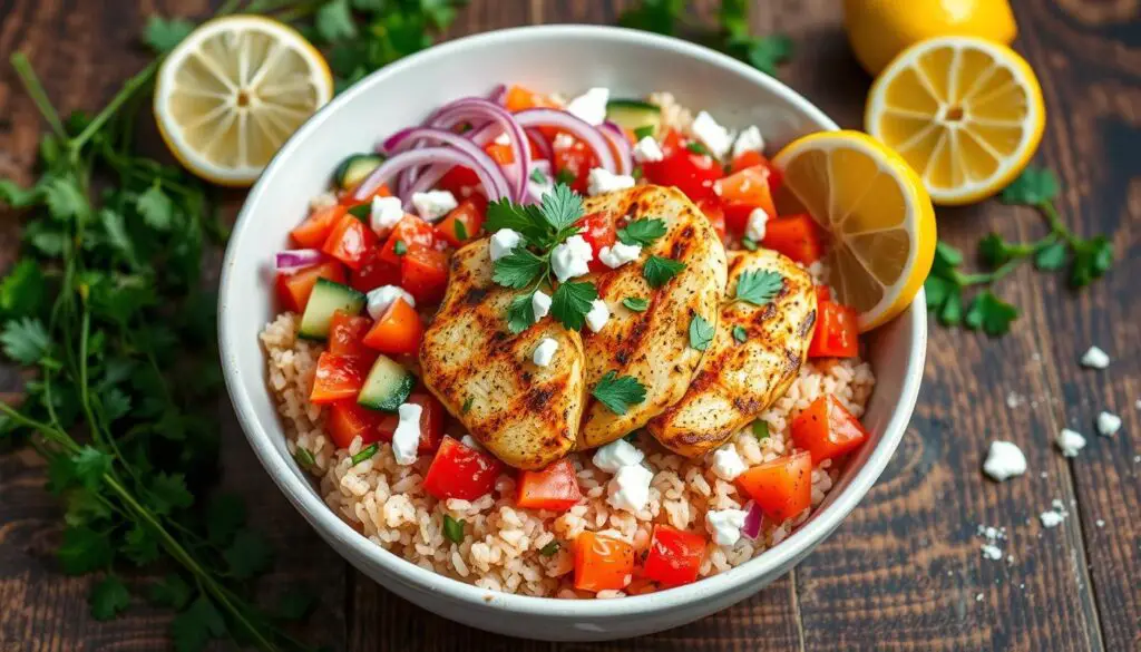 Mediterranean Chicken Rice Bowl